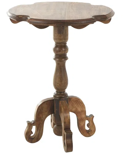 Peyton Lane Accent Table With Scrolled Legs & Cutout Tabletop In Brown