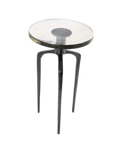 Peyton Lane Accent Table With Textured Glass Tabletop In Black
