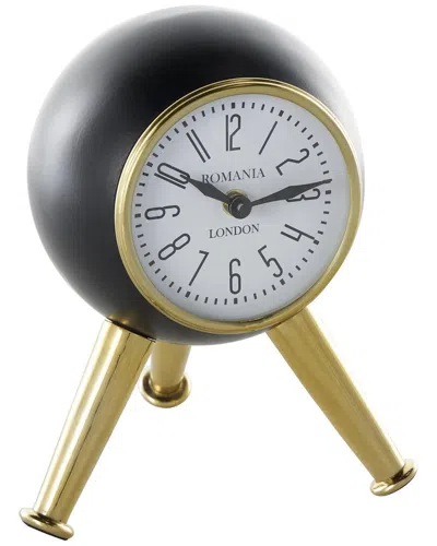 Peyton Lane Aluminum Metal Orb Decorative Clock In Black