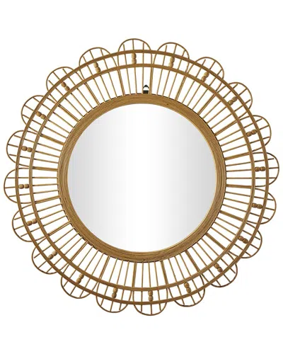 Peyton Lane Bamboo Handmade Woven Wall Mirror With Beaded Accents In Brown