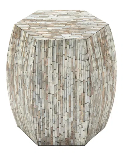 Peyton Lane Barrel-shaped Shell Side Table In Multi