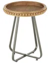Peyton Lane Beaded Accent Table With Rounded Base & Rattan Accent