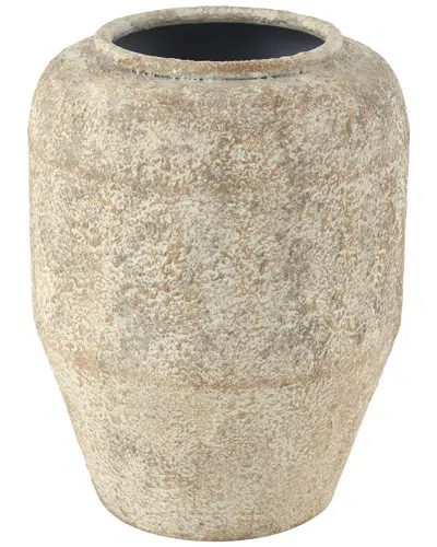 Peyton Lane Beige Metal Handmade Antique Style Distressed Vase
