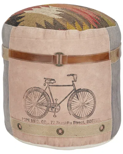 Peyton Lane Bike Canvas Pouf In Multicolor