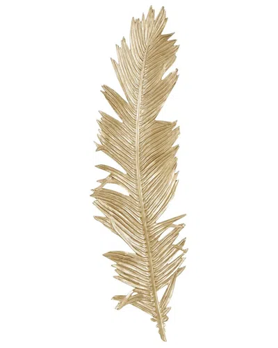 Peyton Lane Bird Polystone Large Metallic Feather Home Wall Decor In Gold