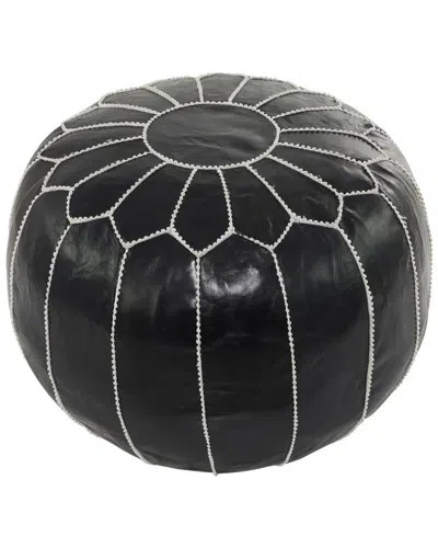 Peyton Lane Black Bohemian Leather Pouf