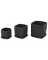 Peyton Lane Black Ceramic Ribbed Indoor Outdoor Planter With