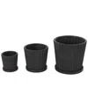 Peyton Lane Black Ceramic Ribbed Indoor Outdoor Planter With