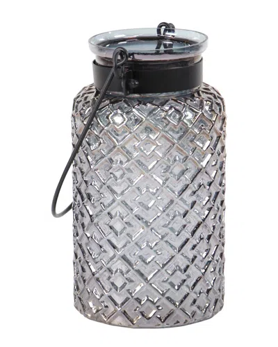 Peyton Lane Black Glass Industrial Candle Holder Lantern In Gray