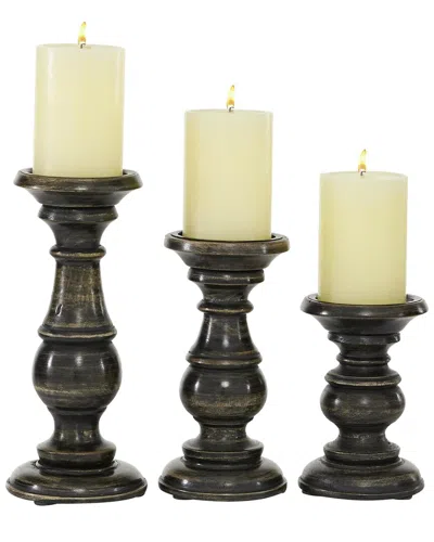 Peyton Lane Black Mango Wood Distressed Turned Pillar Decorat