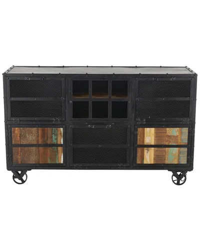 Peyton Lane Black Metal 3 Shelves And 2 Doors Roo