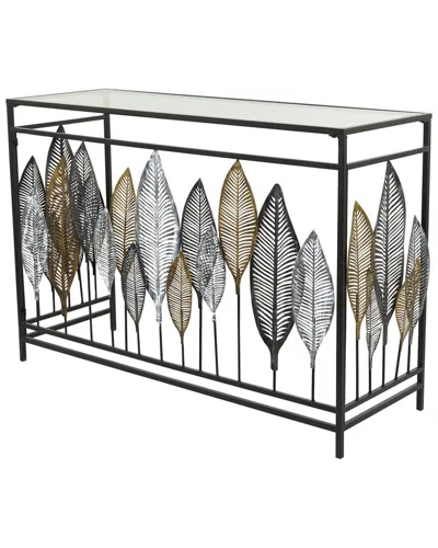 Peyton Lane Black Metal Contemporary Console Table