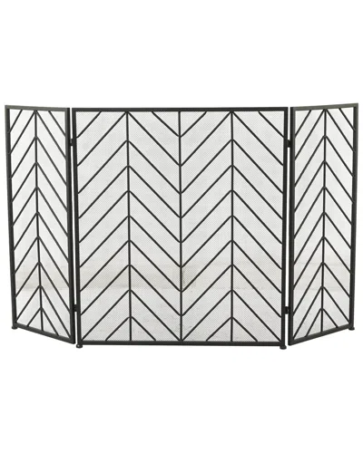 Peyton Lane Black Metal Modern Fireplace Screen
