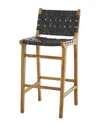Peyton Lane Black Modern Teak Wood Bar Stool In Black