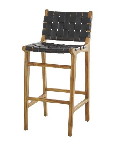 Peyton Lane Black Modern Teak Wood Bar Stool