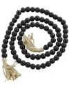 Peyton Lane Black Wood Handmade Beaded Garland With Tassel In Black