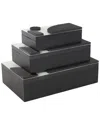Peyton Lane Black Wood Handmade Decorative Box With 3d Geomet