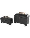 Peyton Lane Black Wood Handmade Decorative Box With Brass Lat