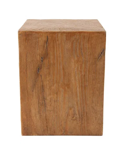 Peyton Lane Block Outdoor Accent Table With Natural Textured Wood Grain In Brown