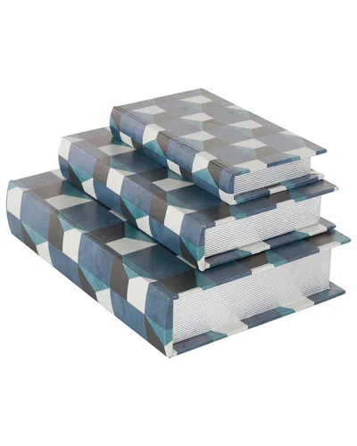 Peyton Lane Blue Faux Leather Faux Book Storage Decorative Bo