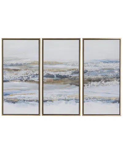 Peyton Lane Blue Polystone Contemporary Landscape Framed Wall Art In Multi
