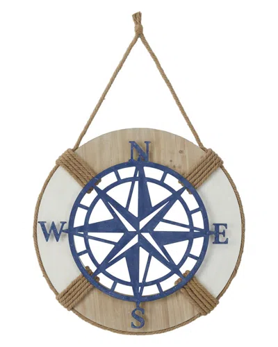 Peyton Lane Blue Wood Nautical Ship Wheel Wall Decor In Neutral