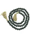 Peyton Lane Bohemian Bead Green Wood Garland With Tassel In Green