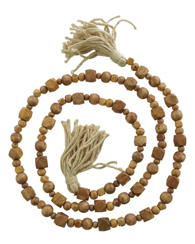 Peyton Lane Bohemian Bead Wood Garland With Tassel In Brown