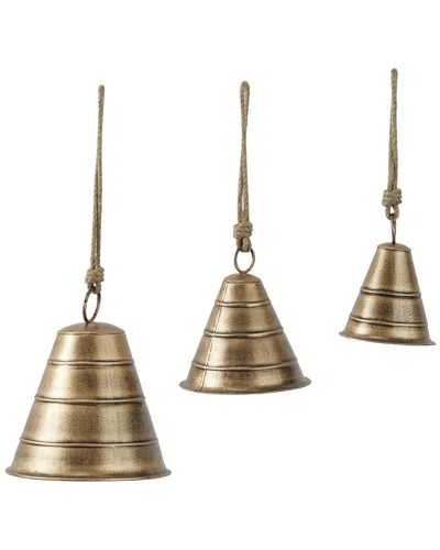 Peyton Lane Bohemian Metal Decorative Cow Bells Set In Brown