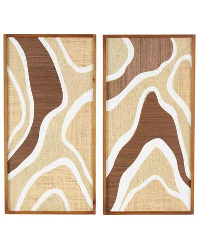 Peyton Lane Bohemian Wood Framed Wall Art Set In Brown