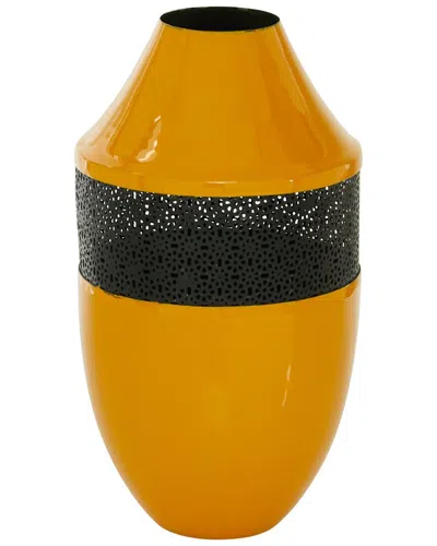 Peyton Lane Bohemian Yellow Enamel Floor Vase
