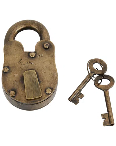 Peyton Lane Brass Metal Lock And Key In Gold