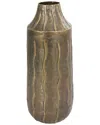 Peyton Lane Brass Metal Snakeskin Inspired Vase With Dimensional Wavy Accents In Gold