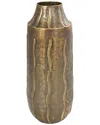 Peyton Lane Brass Metal Snakeskin Inspired Vase With Dimensional Wavy Accents In Gold