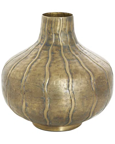 Peyton Lane Brass Metal Wide Snakeskin Inspired Vase With Dimensional Wavy  Accents In Gray