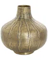 Peyton Lane Brass Metal Wide Snakeskin Inspired Vase With Dimensional Wavy  Accents In Gold