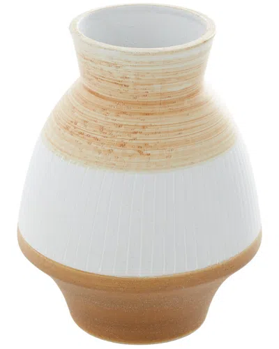 Peyton Lane Brown Ceramic Handmade Vase With Terracotta Accents