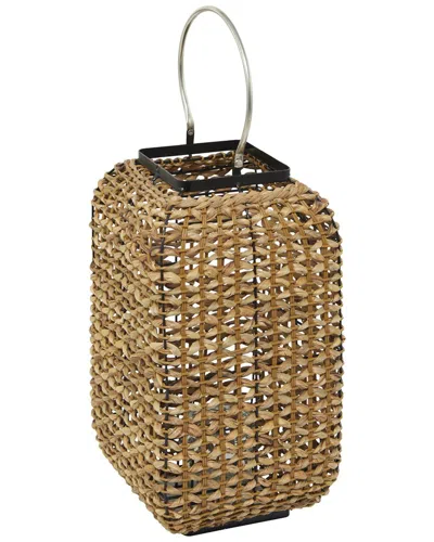 Peyton Lane Brown Dried Plant Handmade Rattan Weaved Decorative Indoor Outdoor Candle Lantern With