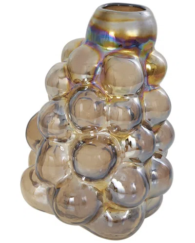Peyton Lane Brown Glass Handmade Abstract Iridescent Bubble Vase