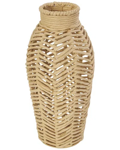 Peyton Lane Brown Jute Rope Handmade Woven Vase With Chevron Pattern