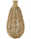 Peyton Lane Brown Jute Rope Handmade Woven Vase With Chevron Pattern In Brown
