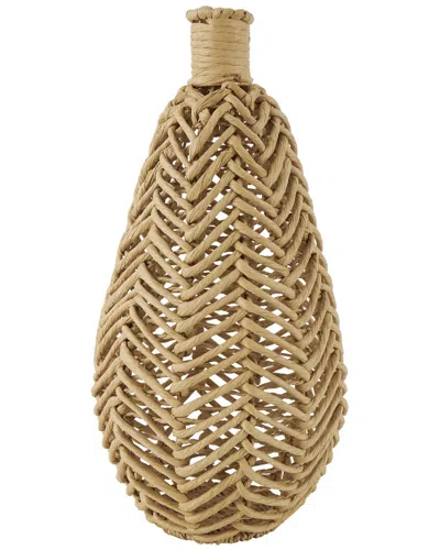 Peyton Lane Brown Jute Rope Handmade Woven Vase With Chevron Pattern In Neutral