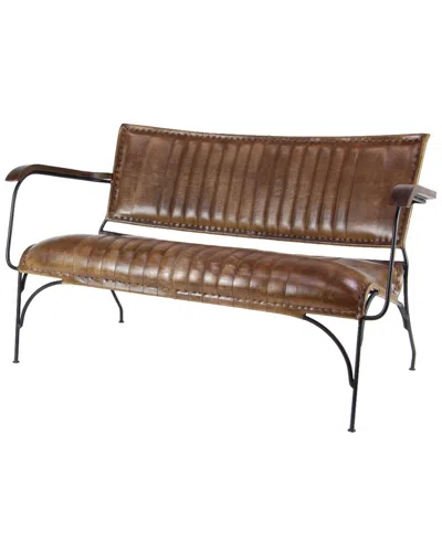 Peyton Lane Brown Leather & Iron Chair