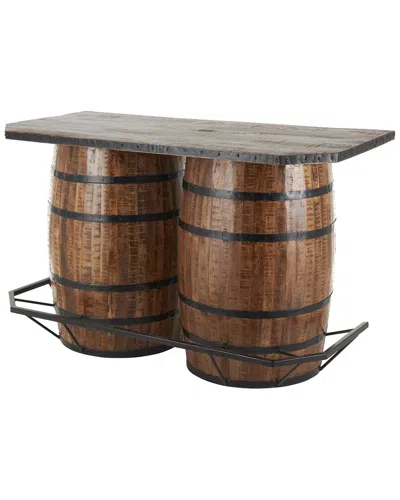 Peyton Lane Brown Mango Wood Barrels Bar With Liv