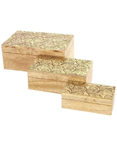 Peyton Lane Brown Mango Wood Scroll Handmade Storage Decorativ