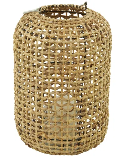 Peyton Lane Brown Metal Handmade Decorative Indoor Outdoor Candle Lantern With Glass Holder And Han
