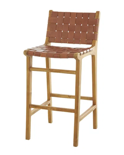 Peyton Lane Brown Modern Teak Wood Bar Stool