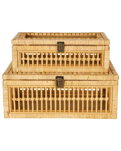 Peyton Lane Brown Rattan Handmade Woven Storage Decorative Bo