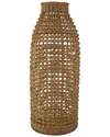 Peyton Lane Brown Rattan Handmade Woven Vase With Open Framed Grid Design In Brown