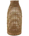 Peyton Lane Brown Rattan Handmade Woven Vase With Open Framed Grid Design In Brown